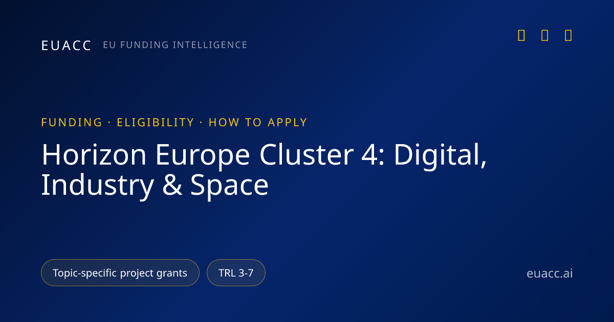 Horizon Europe Cluster 4: Digital, Industry & Space 2026 — Funding ...