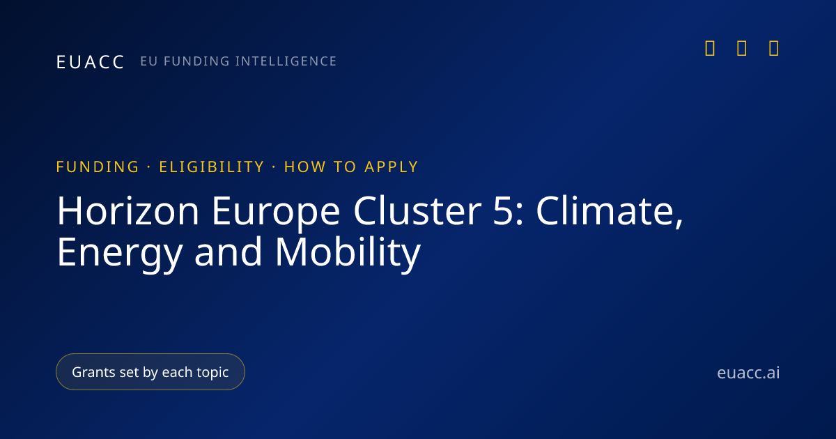 Horizon Europe Cluster 5: Climate, Energy and Mobility 2026 — Funding ...