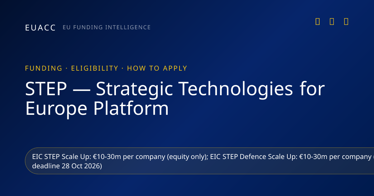 STEP — Strategic Technologies for Europe Platform 2026 — Funding ...